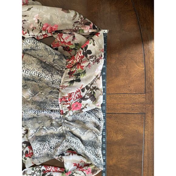 INC Sheer Floral Snakeskin Top Sz M Peplum Boho Romantic Goth Whimsigoth Fairy - Picture 4 of 9
